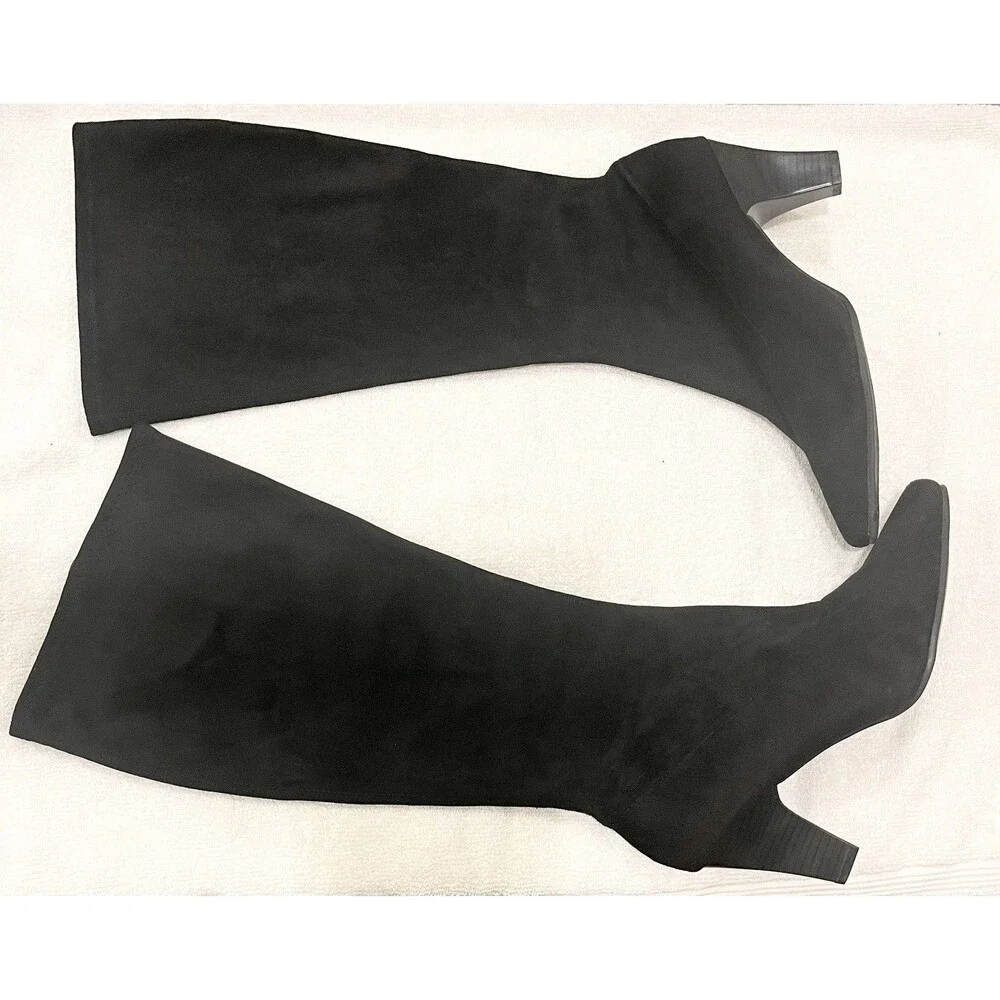 Aerosoles Risky Pizness Boots Women 11W Black Knee High Wide Square Toe Heels
